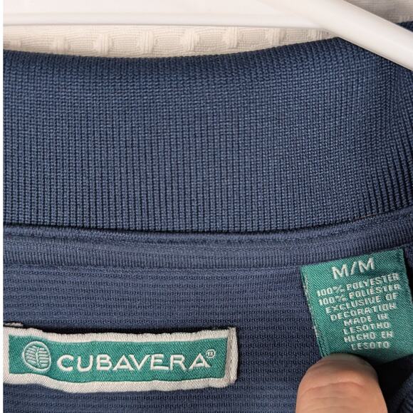 Cubavera Polo Shirt Men Medium Navy Blue Short Sleeve Textured Casual Golf Tee - Picture 3 of 4